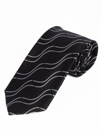 Cravatta larga con design a onda nero asfalto