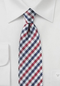 Cravatta Vichy check rosso blu scuro