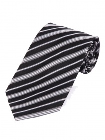 Stylische breite Krawatte gestreift nachtschwarz weiß silber