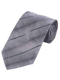 Cravatta extra large a righe sottili argento nero