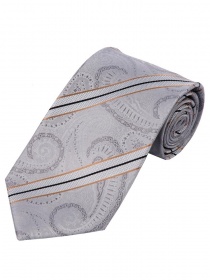 Cravatta a righe larghe con motivo floreale grigio