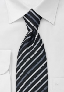 Cravatta righe argento fondo nero