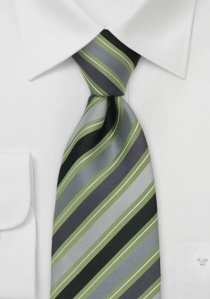 Cravatta a clip a righe verdi/grigie