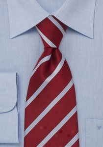 Cravatta rosso ciliegia righe celesti