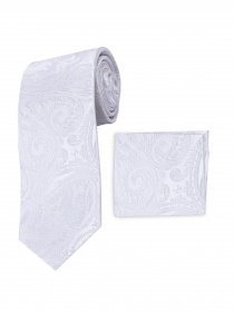 Set cravatta e sciarpa bianco motivo Paisley tinta
