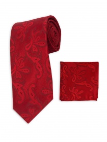 Set cravatta e foulard rosso motivo paisley