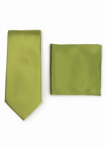 Cravatta e fazzoletto da taschino da uomo in verde
