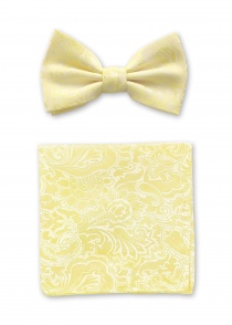 Papillon e fazzoletto da taschino giallo chiaro
