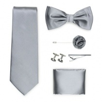 Scatola regalo a pois grigio argento con cravatta,
