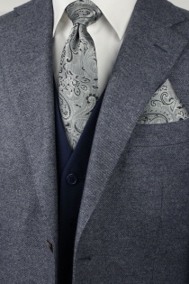 Set cravatta e sciarpa Cavalier Motif argento