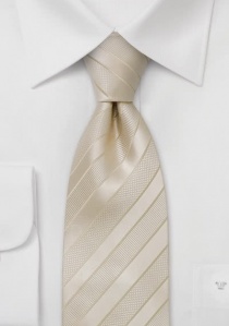 Cravatta a clip per lo sposo a righe color crema