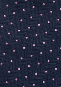 Cravatta blu pois rosa