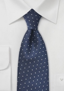 Cravatta a puntini color argento su sfondo blu