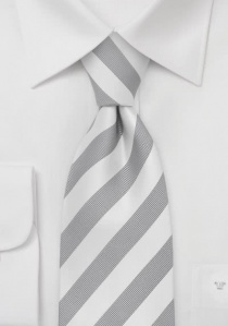 XXL-Krawatte weiß silber gestreift