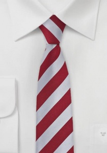Cravatta sottile bianco righe rosse