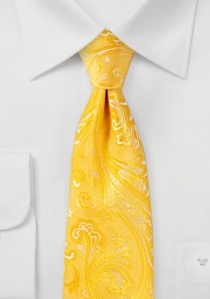XXL cravatta motivo paisley giallo oro