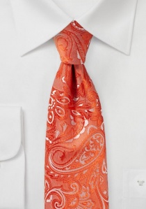 Cravatta business XXL Paisley Arancione Rosso