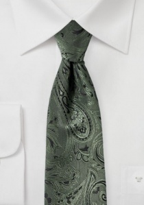 XXL cravatta motivo paisley verde oliva