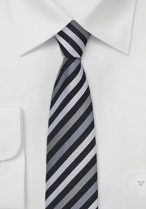 Cravatta sottile righe nere grigie