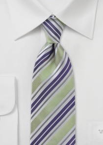 Cravatta a righe verde chiaro viola