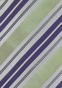 Cravatta a righe verde chiaro viola