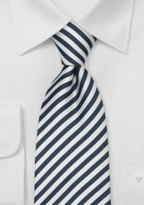 Cravatta stretta a righe in blu notte/bianco