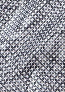 Krawattenschal schneeweiß hellgrau Kästchen-Muster