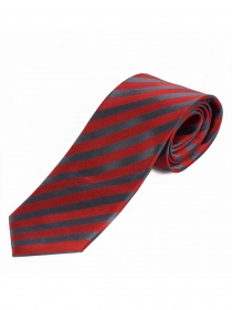 Cravatta a righe strette e sagomate rosso grigio