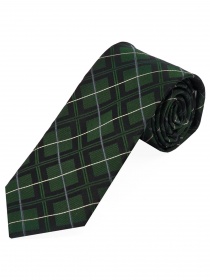 Cravatta business extra stretta Tartan Verde scuro