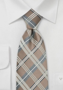 Cravatta XXL quadri marrone bianco