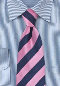Cravatta rosa righe blu