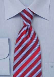 Cravatta a clip da uomo a strisce rosso cielo blu