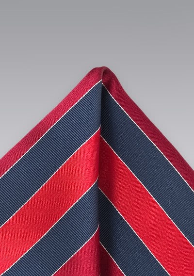Einstecktuch Streifendekor rot navy Einstecktuch Streifendekor rot navy