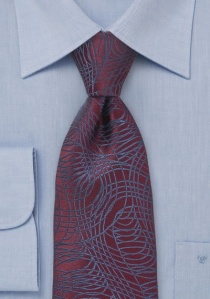 Ausgefallene Krawatte bordeaux Linienmuster