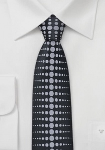 Cravatta sottile nera design pois