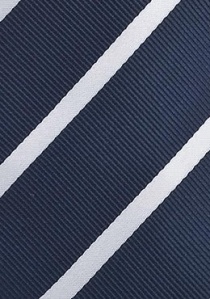 Cravatta blu scuro righe bianche