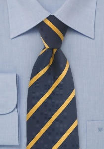 Cravatta blu scuro righe gialle