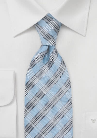 Businesskrawatte kariert eisblau silber Businesskrawatte kariert eisblau silber