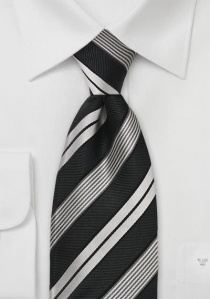 Cravatta XXL righe nere argento