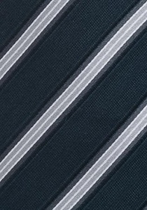 Cravatta righe grigio argento blu navy