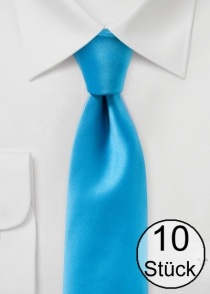 Cravatta in poli-fibra liscia blu ciano -