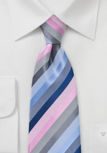 Cravatta righe rosa celesti grigie