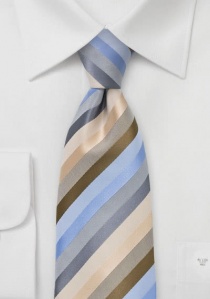 Cravatta righe celesti beige