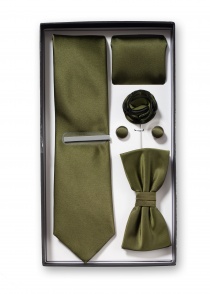 Scatola regalo verde cacciatore con cravatta