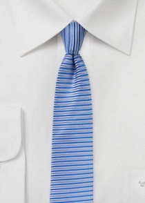 Cravatta stretta a righe orizzontali blu argento