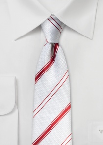 Cravatta da uomo a righe Perla Bianco Rosso