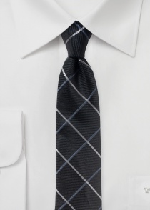 Cravatta elegante linea check asfalto nero grigio