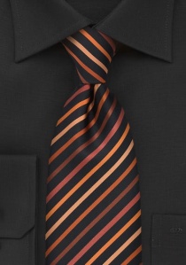 Cravatta XXL righe nero arancio-rame