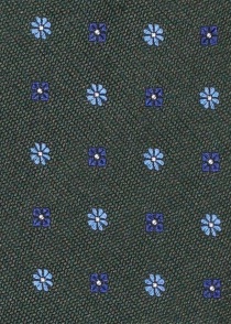 Cravatta in seta motivo floreale oliva screziato