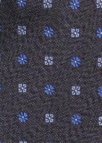 Cravatta in seta con motivo floreale blu navy